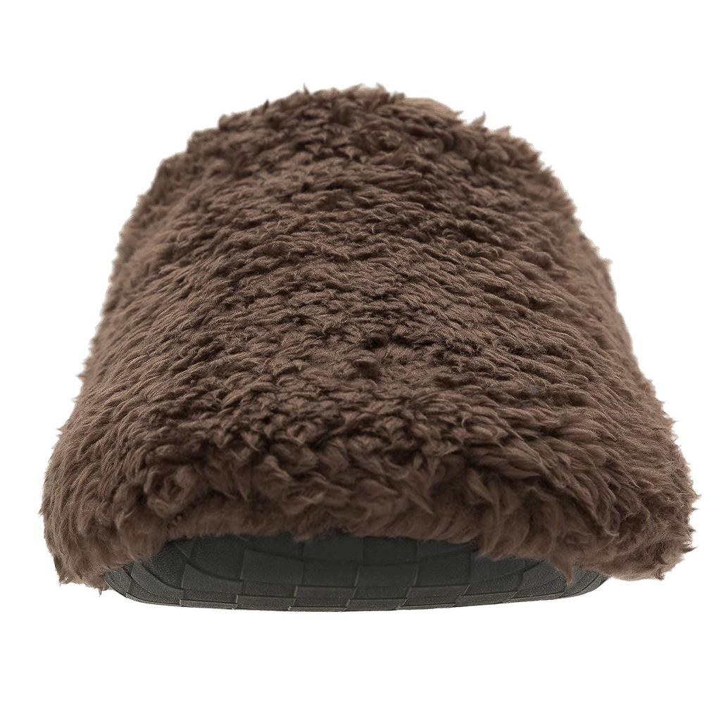 Warm Room Slippers with Size M [mianshe] Heels, Unisex, Fluffy, Lightweight, Washable, Brown,