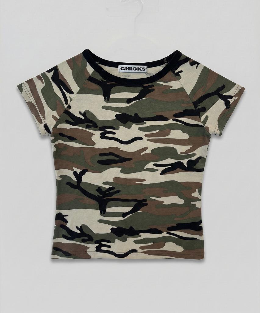 CHICKS Camo Slim Fit Basic T-Shirt Melange