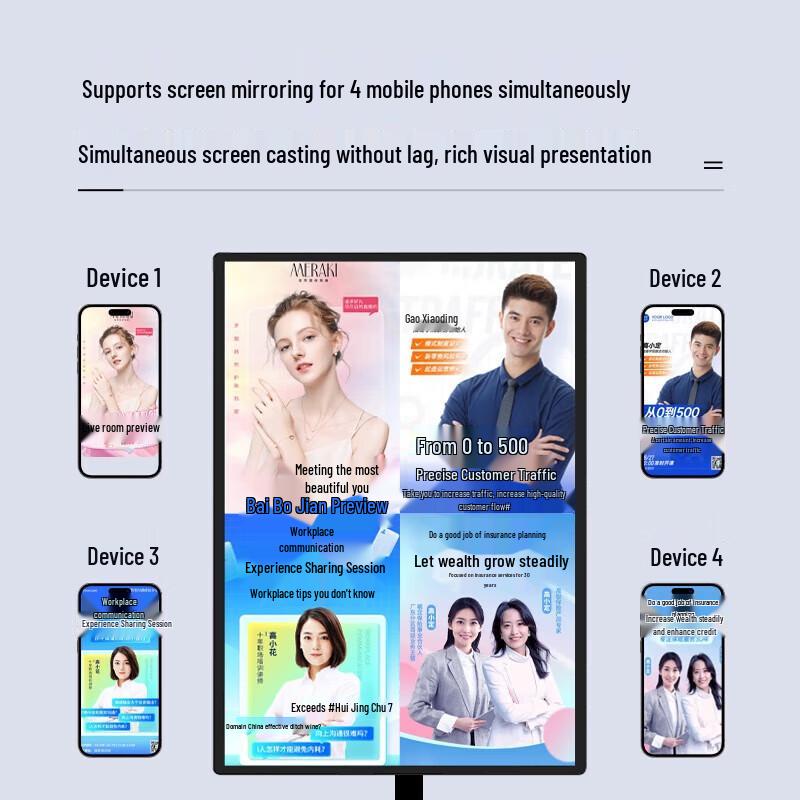 LUOBAOYI Mobile Live Streaming Display with Wireless Screen Mirroring CN plug (adapter included)
