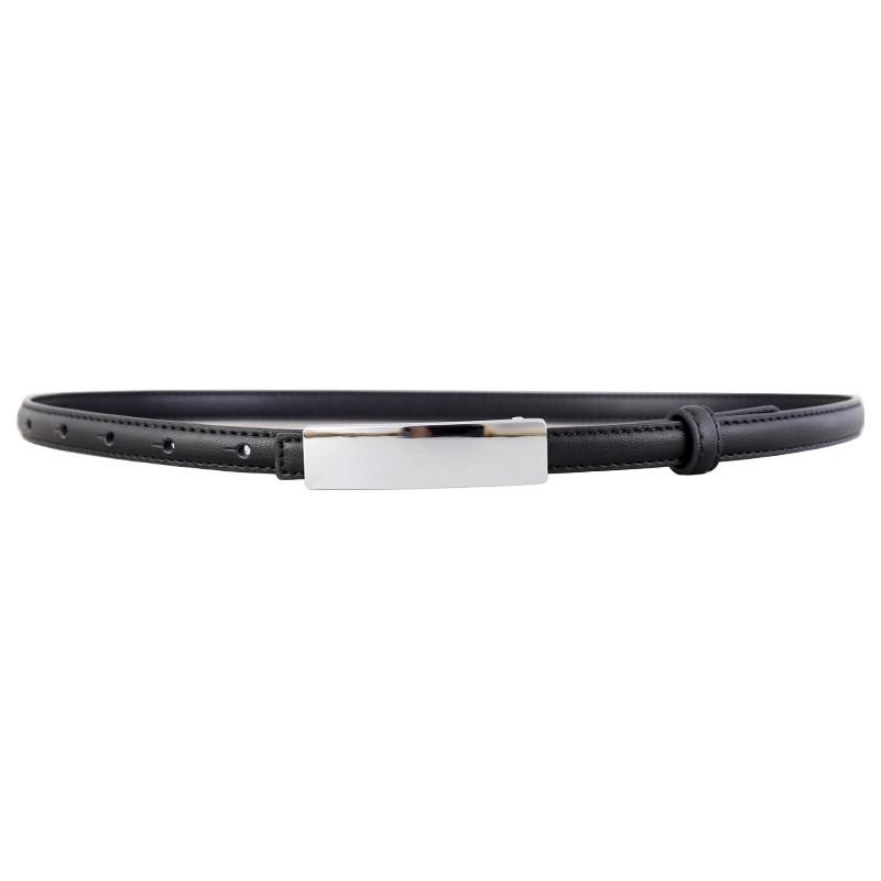 Leather Waist Belt For Women With Alloy Buckle And Punched Detailing For Office Style