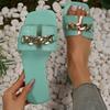 New Slippers Women's Summer New Large Size Flat Bottom Square Head Fashion Cool Slippers Women's Outer Wear