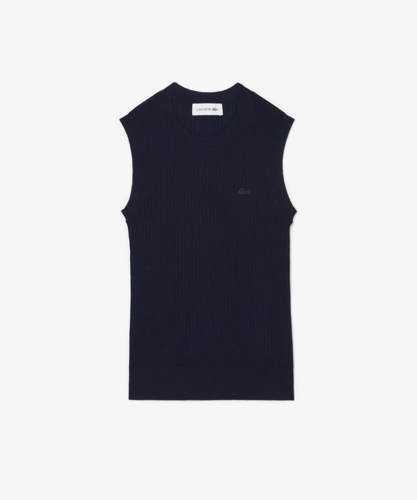 LACOSTE Women'S Fine Merino Wool Sleeveless Sweater Af9988-56G 166