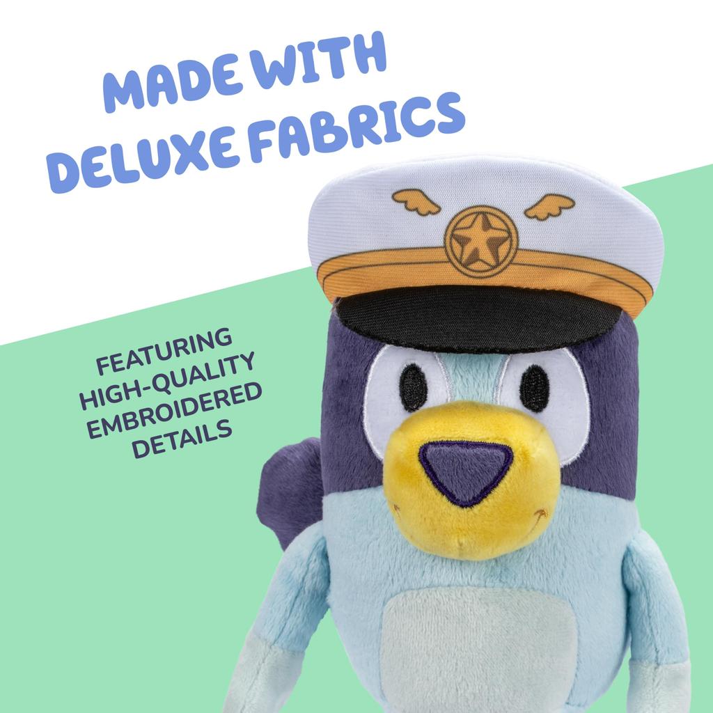 Bluey Friends 2-Pack Plush Toys, Including Captain and Holiday Bingo, Made from Exquisite Soft Plush, 6.5-9 Inches / 16-23cm Tall