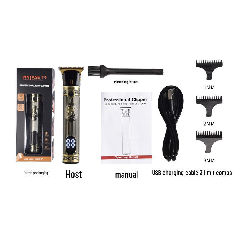 Electric Hair Clipper and Trimmer - Stainless Steel, Oil Head, Carving, Shaving