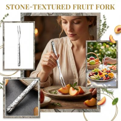 Stainless Steel Tableware Stone Patterned Fruit Fork