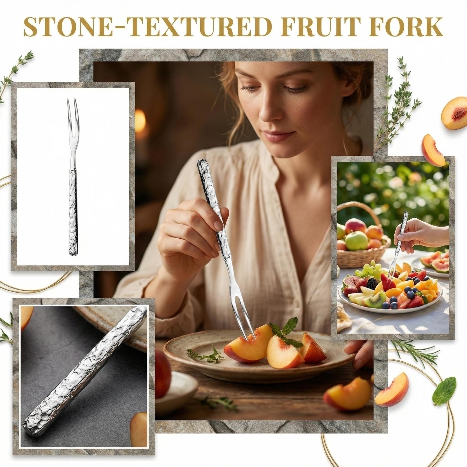 Stainless Steel Tableware Stone Patterned Fruit Fork One Size серебряный