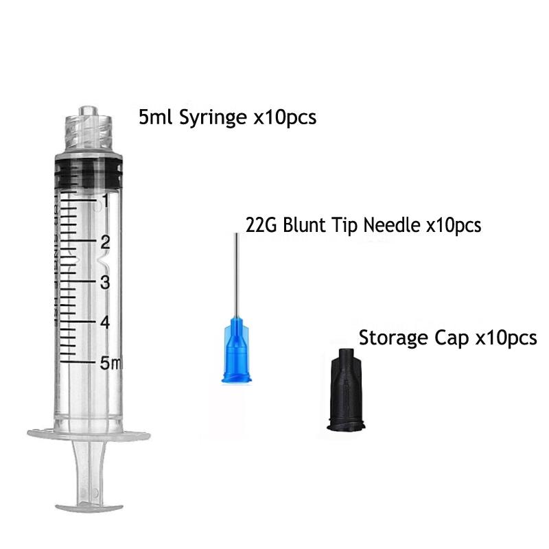30Pack 5ml Syringes Set 1.5 Inches 14G-27G Blunt Tip Needle with Storage Caps for Refilling and Measuring Liquids Oil