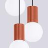 Lampa Wisząca Nowoczesna Okrągła Potrójna Ochra Czerwona Ryflowana Szklane Białe Kule Do Salonu Jadalni Nad Stół 3Xg9 8W Halo Sollux Lighting