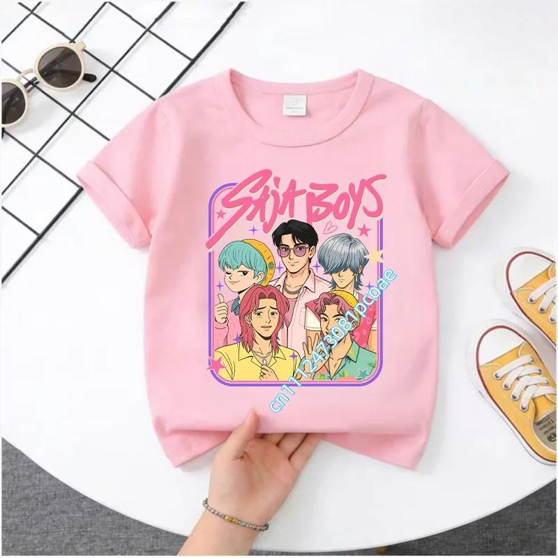 Kpop Demon Hunters Children's T Shirt Women Short Sleeve Saja Boys Kids Tee Kpop Demon Hunters TshirtBoys Girls Family Clothing