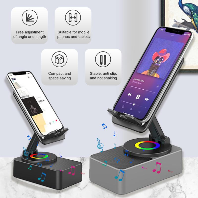 Universal Wireless Speaker Phone Holder For Iphone For Samsung Huawei Xiaomi Foldable Tablet Stand Bracket For Video Tv Movie