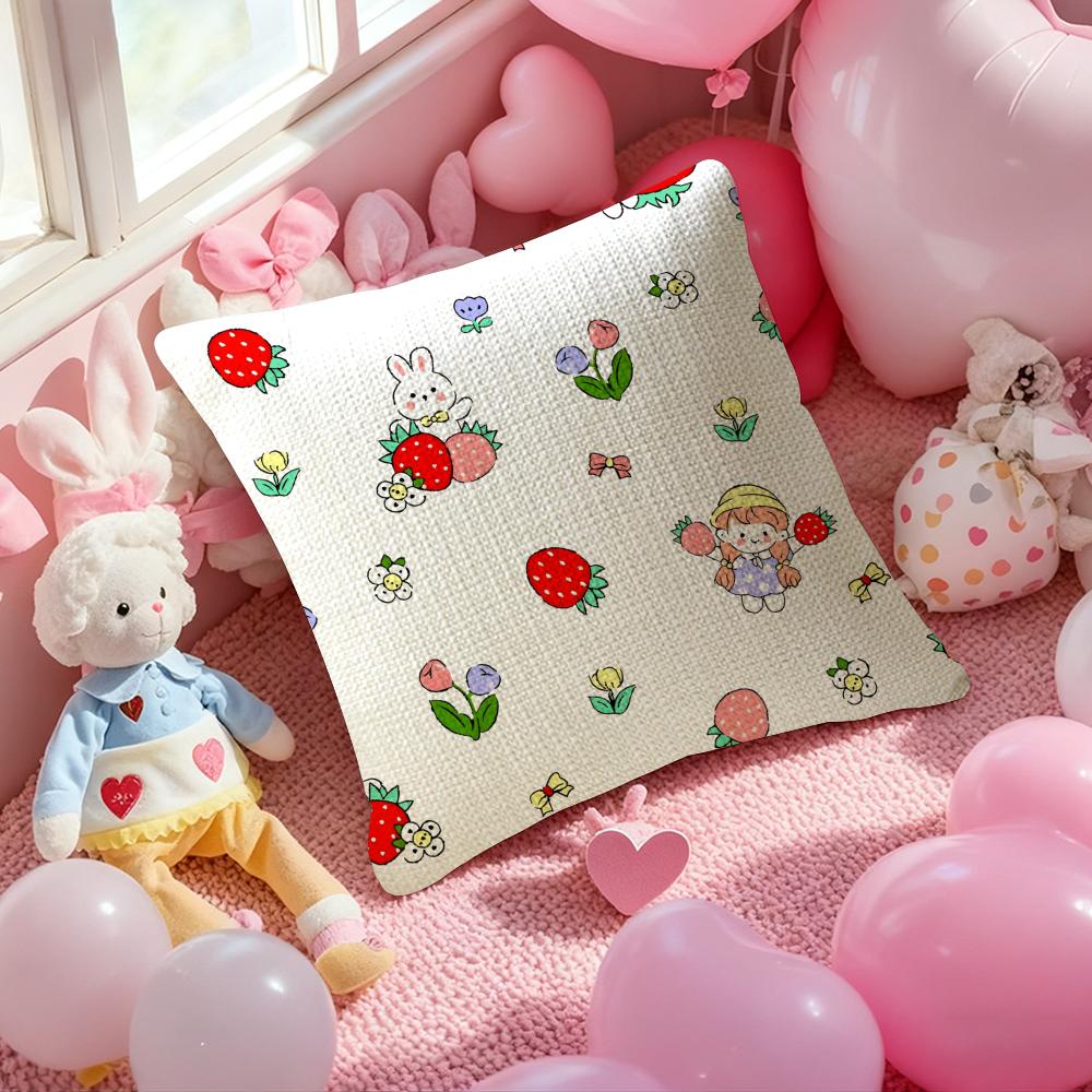 Full Print Fruit Print Pattern Pillow Case Antidustmite Pillowcase Invisible Zipper Silky Short Plush Sofa Cushion Cover