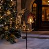 Solar Stake Lights for Walkways Christmas Crescent Light Moon Snowman Garden Waterproof Night Scene Atmosphere LED Pathway Lamp Outdoor Yard