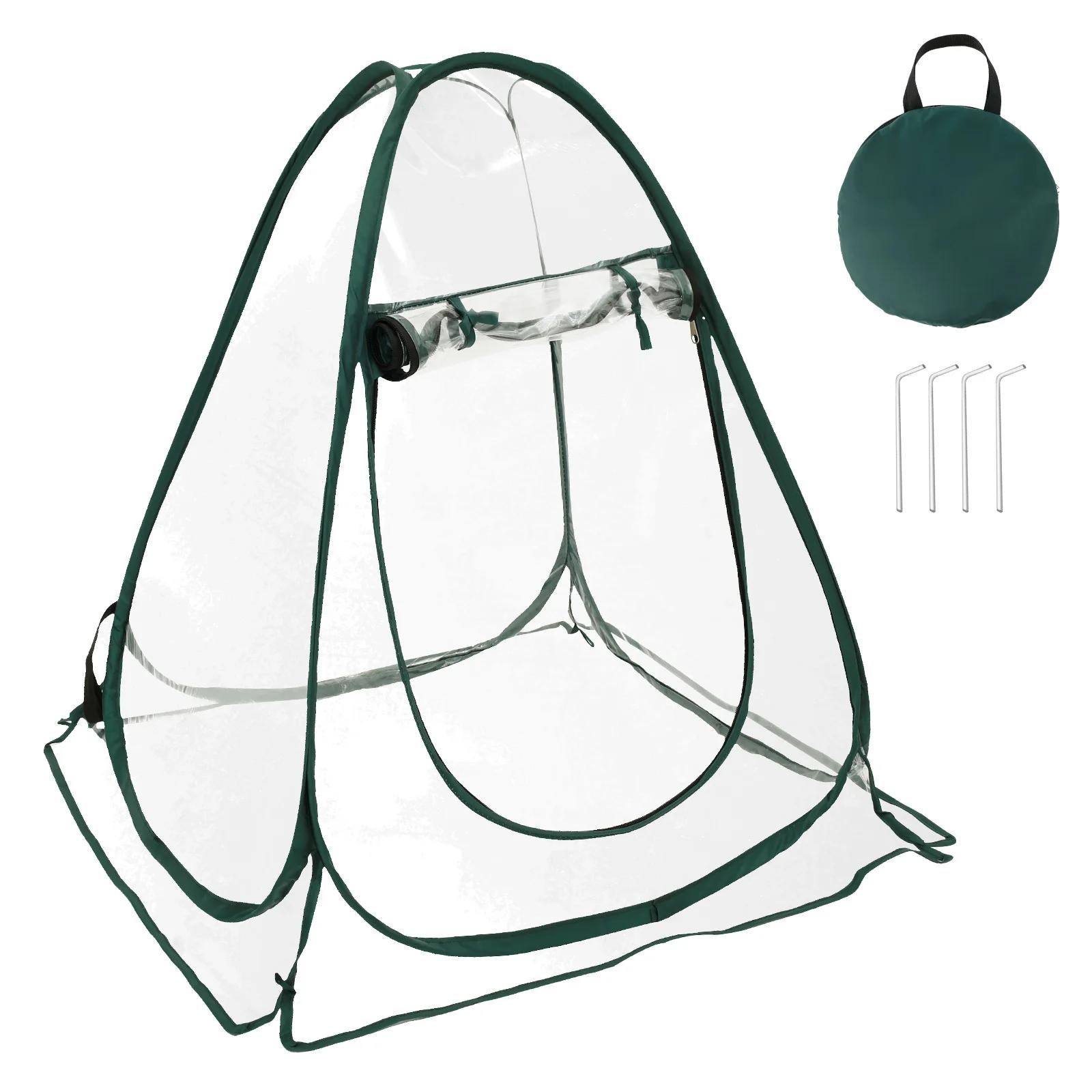 

1Pc PVC Portable Mini Garden Greenhouse Cover Foldable Pop Up Greenhouse Waterproof Small Greenhouse for Cold Frost Protection зелений