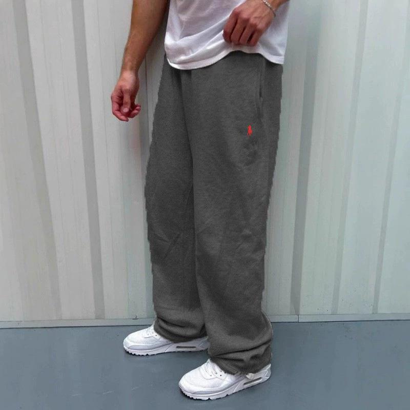 2026 Retro Y2k Street Fashion Simple Loose Sweatpants with Embroidered Pony, Versatile Casual Long Pants