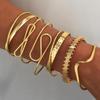 5 Pcs Punk Minimalist Geometric Bracelets Set for Women Retro Hip Hop Boho Stackable Design Open Bangle Daily Wear Jewelry Gifts