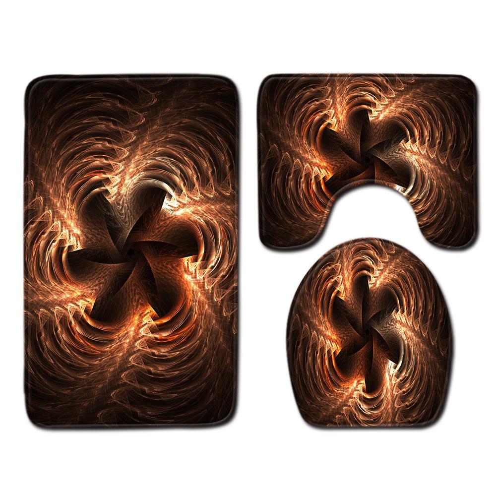 Cool Pattern Bathroom Floor Mat Toilet Three-Piece Set