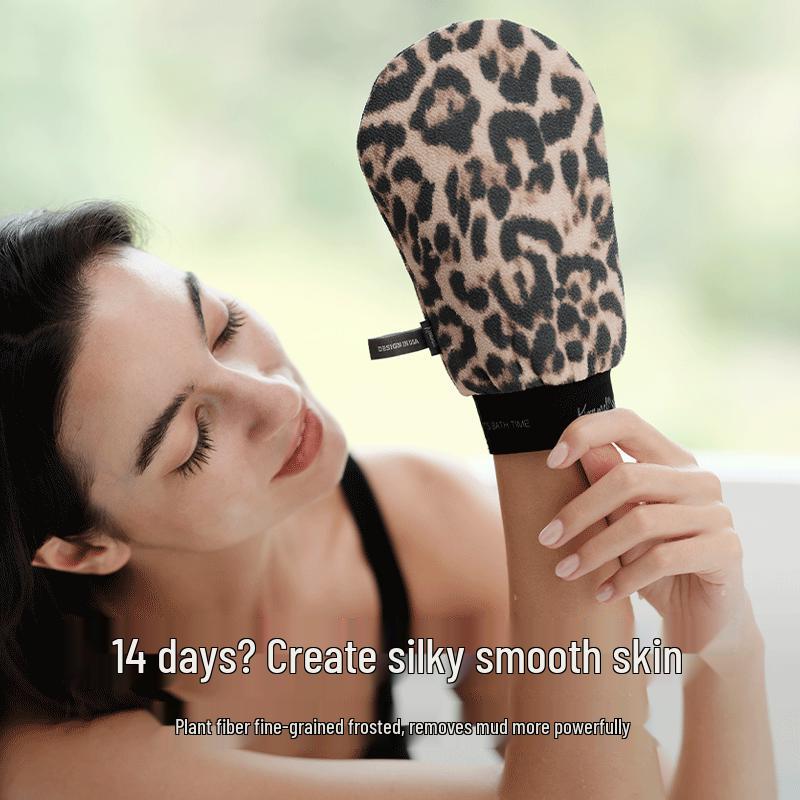 KRRAMEL Sicilian Leopard Print Exfoliating Bath Mitt Standard