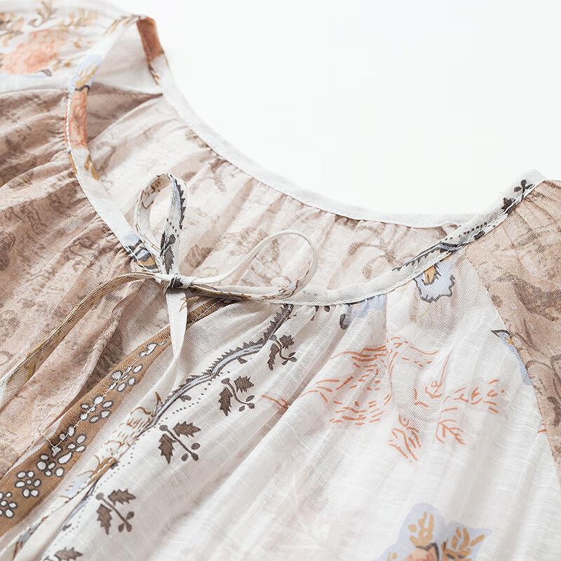 Women's Retro Boho Floral Lyocell Short Sleeve Shirt