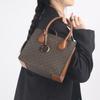 Michael Kors MK Mercer Series Classic French Vintage Monogram Color Block PVC Coated Canvas Accordion Bag Women Handbags Brown 35S1GM9M2B-BRN