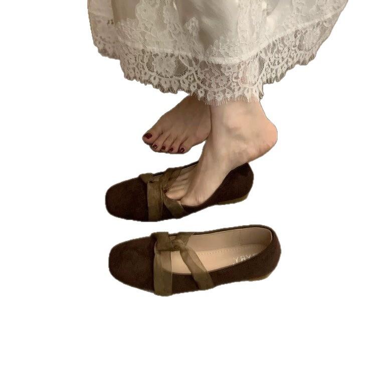 Gentle Evening Breeze Ballet Single Shoes Women's 2025 New Bow Flat Mary Jane Shoes Temperament Versatile Ladyshoes