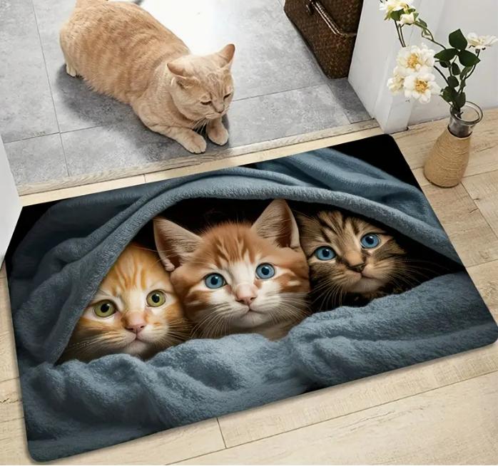 Colorful Cat Pattern Door Mat Suitable for Carpets Quick Drying Kitchen Mats Laundry Room or Garden Decoration Floor Mats