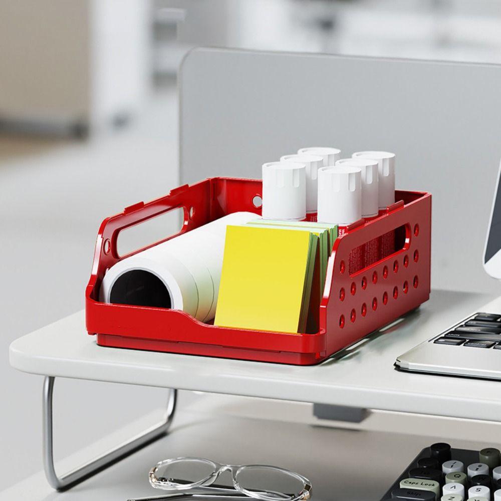 Plastic Foldable Storage Baskets Dopamine Desktop Bookshelf Stackable Container  Office