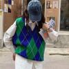 Sweater Vests Women  Autumn Winter  Basic Ladies Diamond Print Knitting Waistcoat