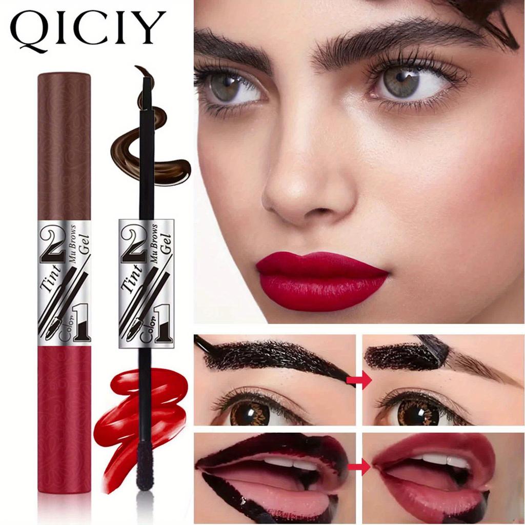 Gel per sopracciglia e tinta labbra 2 in 1 Strappabile Cosmetico Combinato Lunga Tenuta Colore Intenso Resistente al Sudore Trucco Peeling