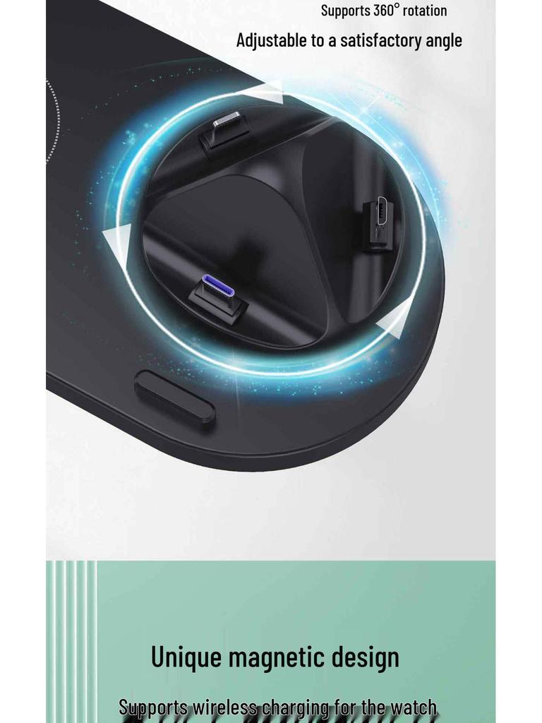 Certified 15W 3-in-1 Wireless Charging Stand for iPhone, Watch & Earbuds