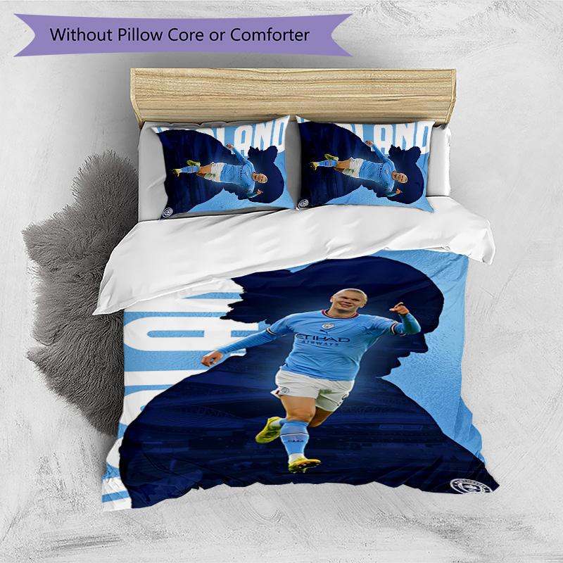 Set Biancheria da Letto 3 Pezzi con Stampa Modello Erling Haaland Morbido Delicato sulla Pelle Lavabile Copripiumino e Federe Set Stagione Unica Camera da Letto