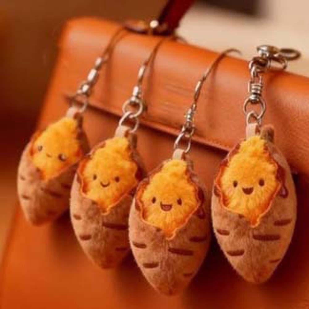 Soft Roasted Sweet Potato Pendant PP Cotton Plush Doll Key Ring Sweet Potato Keychain  Daily
