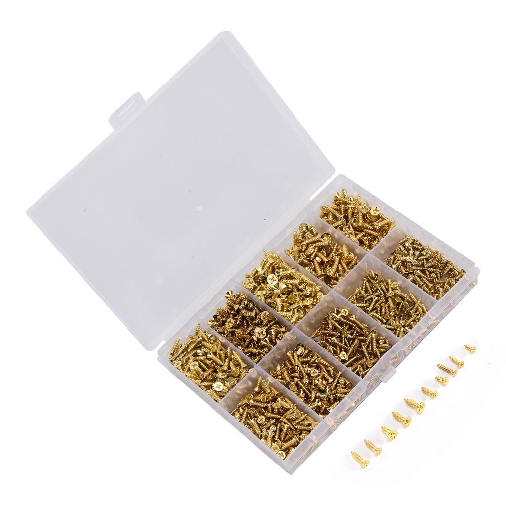 1080Pcs Self Tapping Screws Cross Iron Countersunk Head Screws Assortment Kit M2 M2.5 M3