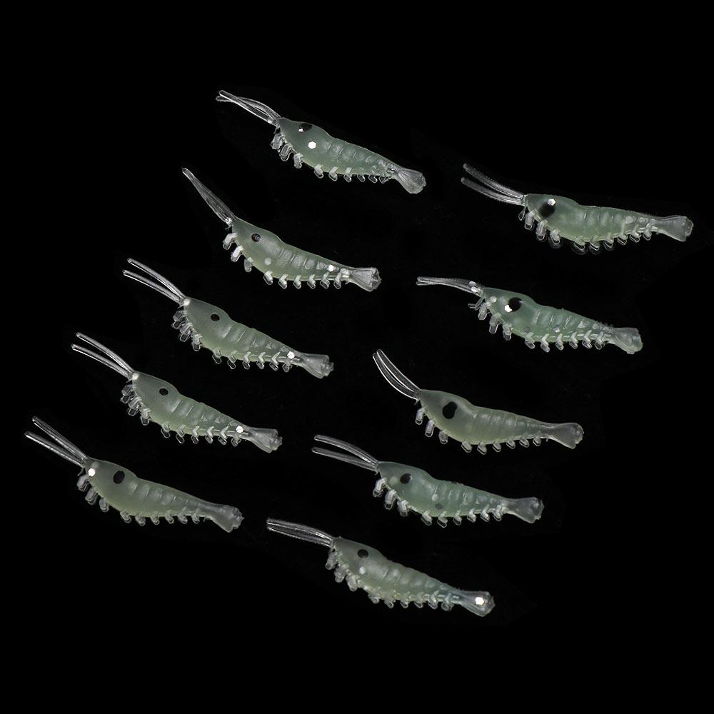 Soft 3cm Biomimetic Shrimp Fake Bait Hook Worm Silicone Luminous Shrimp Fishing Lures Sea Fishing