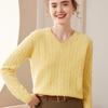 2023 Fall/Winter Cashmere Cable Knit Polo Sweater for Women – Versatile, Fashionable, Retro Lapel Design