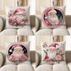 Home Decor Santa Claus With Pink Flowers Throw Pillow Pattern Cushion Cover Suitable For Sofa Bedroom Car Pillow Cover