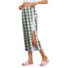 Pantaloni Capri da Donna per il Recupero Post-Chirurgico con Apertura Laterale, Vita Elastica, Leggeri, Comodi, Vestibilità Larga, Fantasia a Quadri
