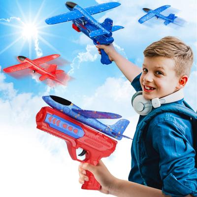 Yousheng Foam Airplane Toy with Launcher 2 Flight Modes No Batteries Required Fun Long Distance Easy Assembly Kids Outdoor Catapult Plane Flying Toy