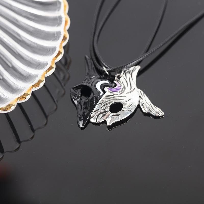 1Pair Asymmetric Sheep Wolf Pendant Personalized Animal Mask Two Color Necklace Trend Jewelry Personality Creative Gift