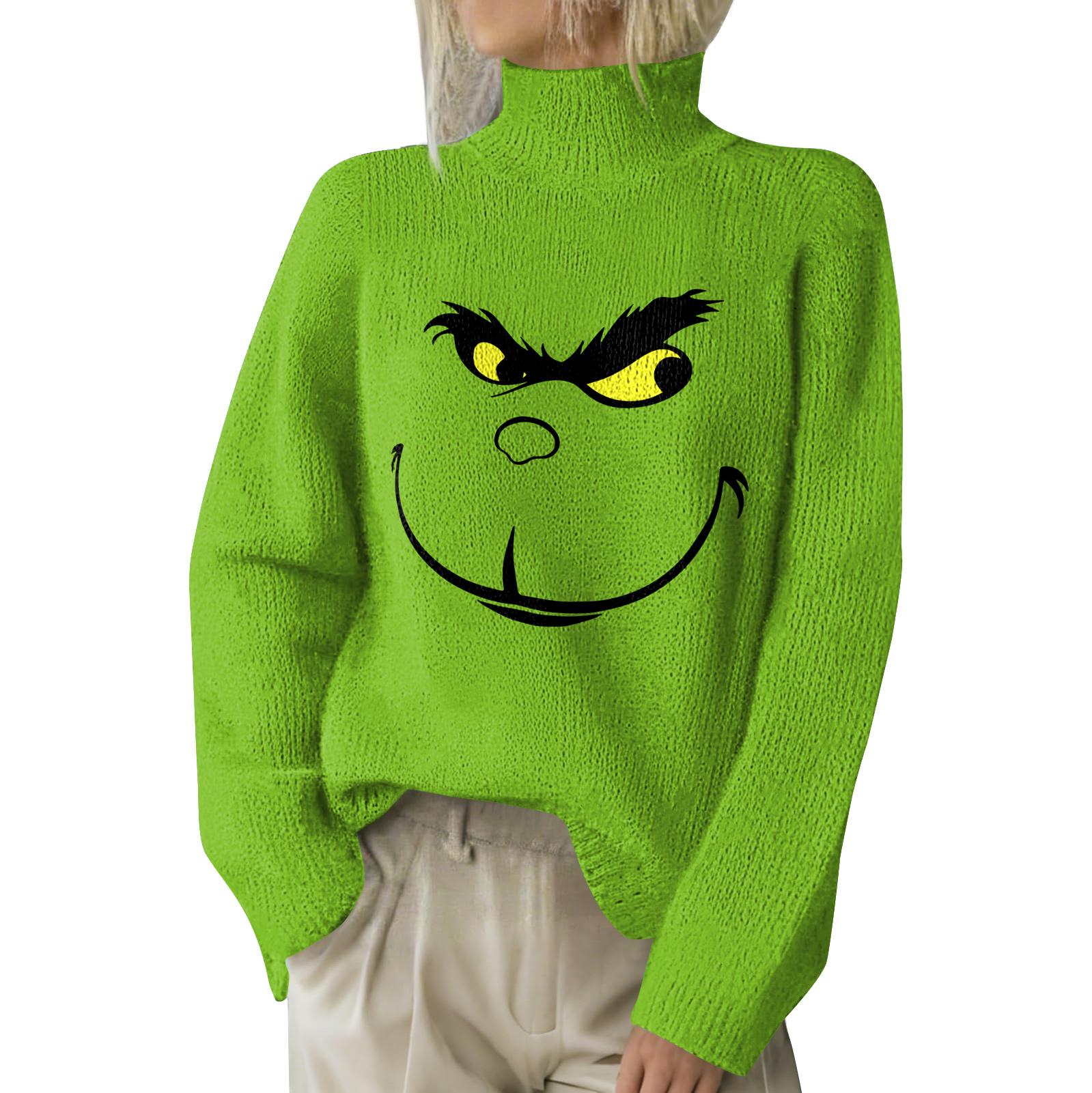 

Рождественские толстовки для женщин Вязаный свитер Милая рубашка Осенняя водолазка Пуловер Топы XXL