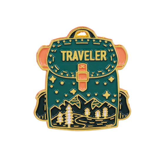 

Traveler Backpack Lapel Pin Green Camping & Outdoor Adventure Brooch for Bags Jackets Unique Gift for Explorers & Nature Lovers