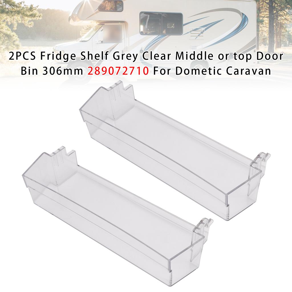 2PCS Fridge Shelf Grey Clear Middle Or Top Door Bin 306mm For Dometic Caravan