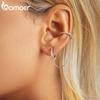 BAMOER 925 Silver 1 PC Double Circle Mono Hoop Earrings Long Chain CZ Earrings for Women Engagement Stackable Jewelry