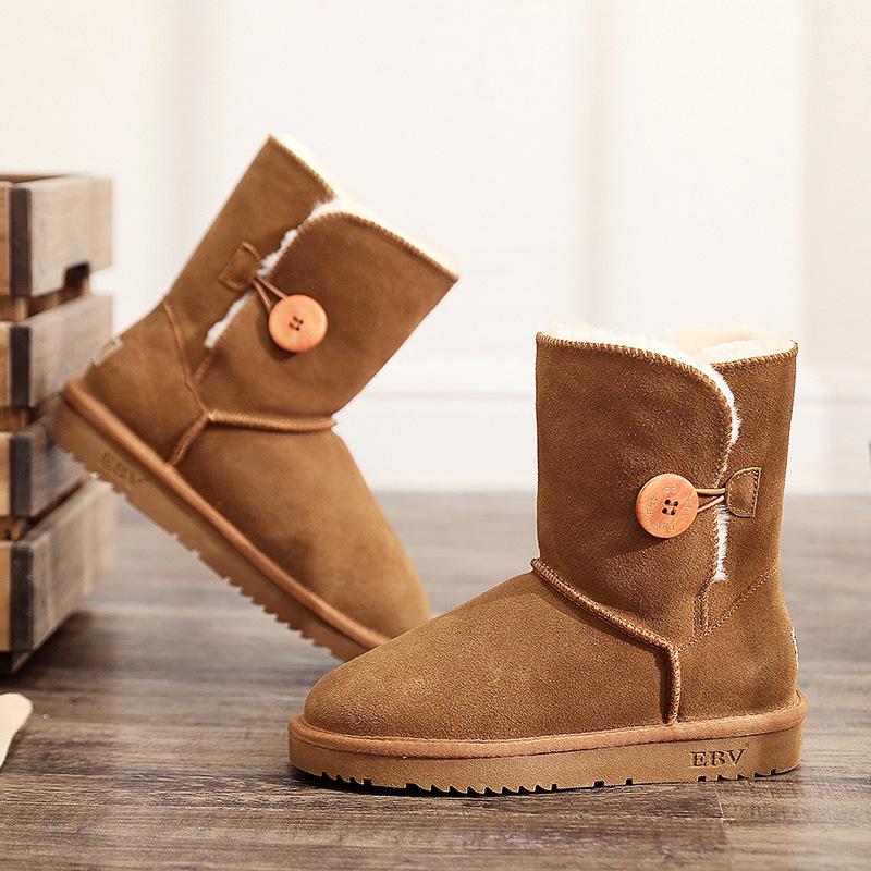 

EBV Женские полусапоги из коровьей кожи для снежной погоды: Стильные, Теплые, На плюшевой подкладке, Нескользящие хлопковые ботинки из кожи и меха 37