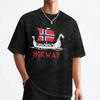 Boat Norwegian Flag Norway Ship T Shirts Washed Short Sleeve TShirts  Fashion for Men Women Streetwear Tops Tees