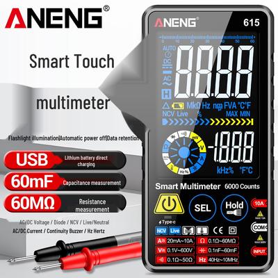 ANENG 615 Smart Anti-Burn Digital Touchscreen Multimeter: High Precision, Multi-Function Electrician Tool.