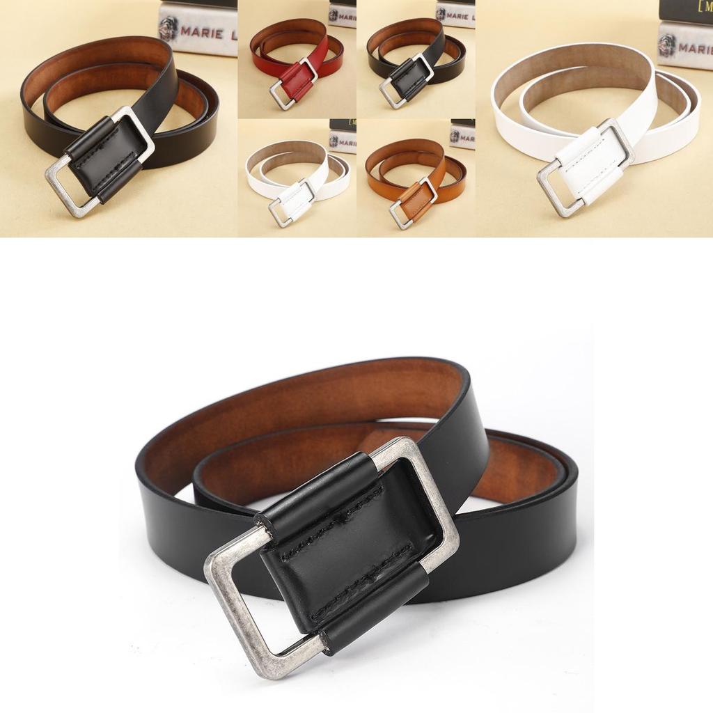 Vintage Leather Belt For Women With Alloy Buckle And Casual Style For Denim Pants Wear