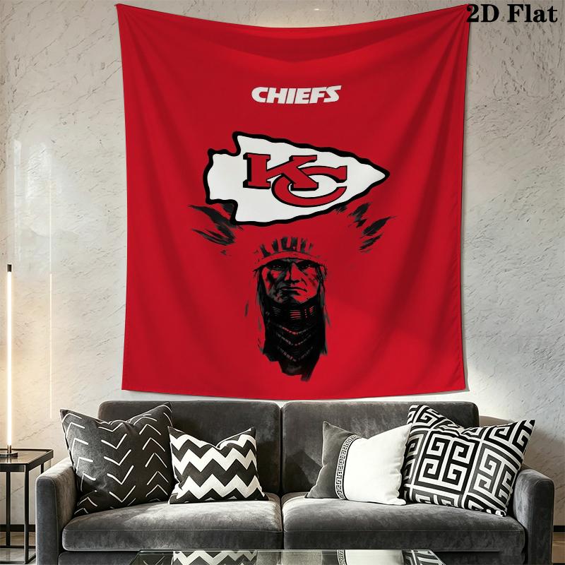 Kansas City Chiefs Wall Tapestry Aesthetic Wall Hanging Printed Fabric Blanket Decorative Tapestries for Bedroom Living Room Home Decor
