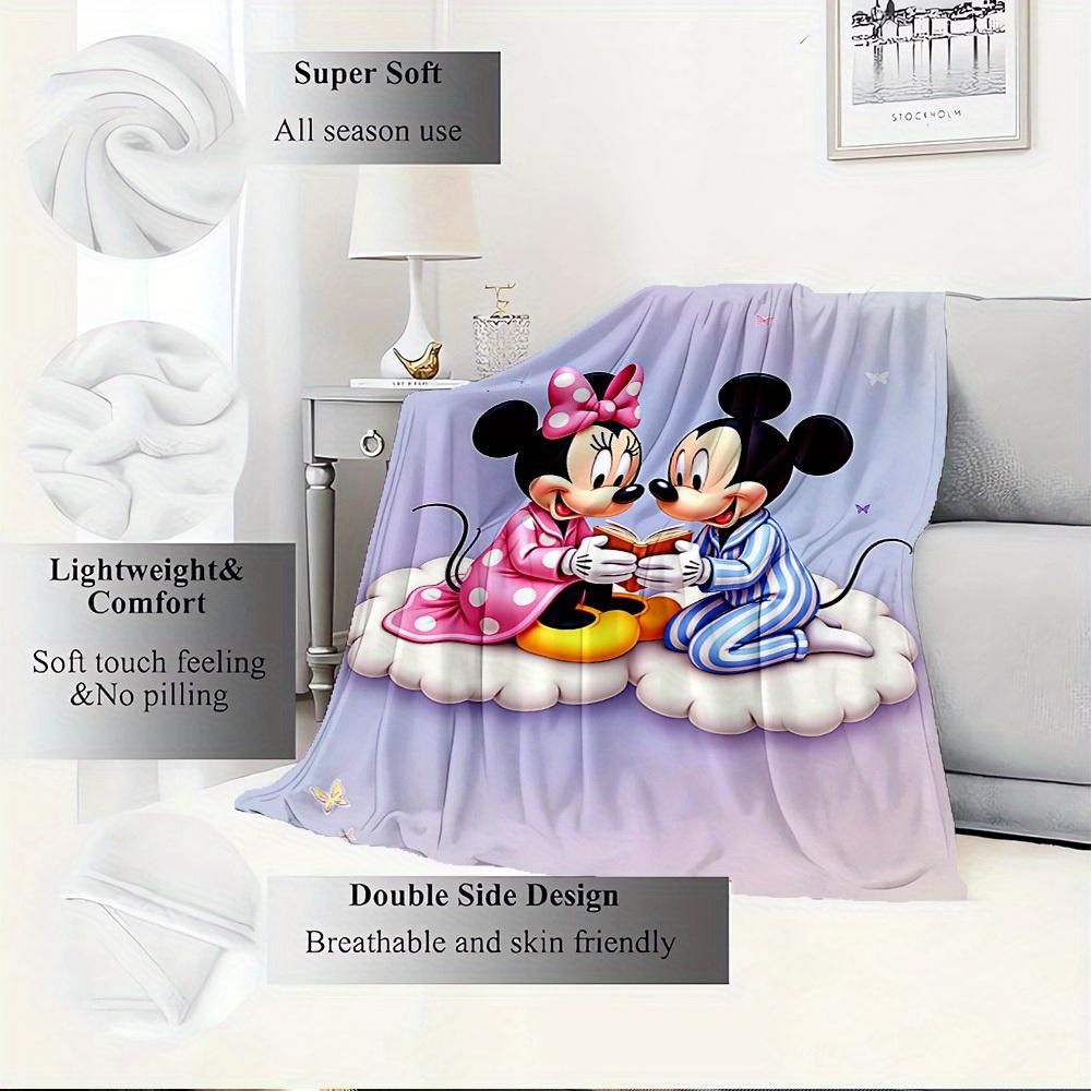 1pc Flannel Minnie Mouse & Mickey Mouse Reading Book Cloud Bedding Throw Blanket Sofa Coverlet Gift Home Decorative