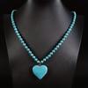 Knot Design Turquoise Beaded Necklace Heart Shape Pendant Heart Pendant Necklace  Ethnic Style