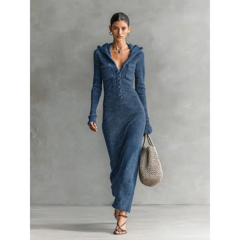 Womens Slim Fit Knit Midi Dress